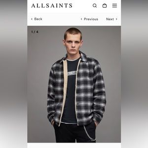 All Saints Canoose Sherpa-Lined Check Jacket; NWOT, XL